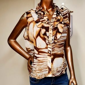 Joni B. Chiffon Ruffle Button Down Blouse